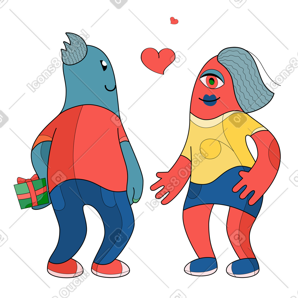 Beziehungen-Illustration im Surr-Stil als Download in PNG, SVG