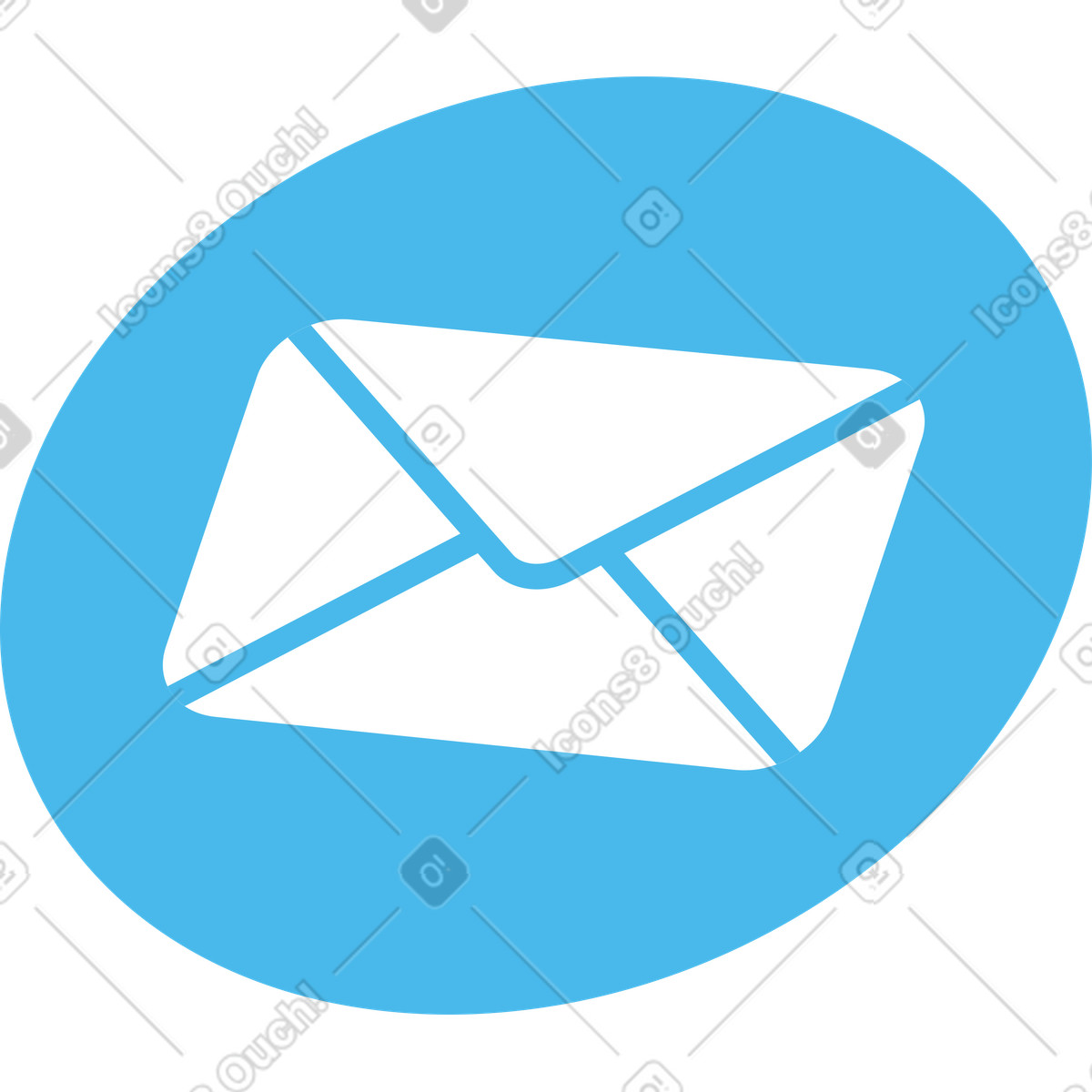 Email communication with envelope icon on blue circle illustration in Quantum style download in PNG, SVG