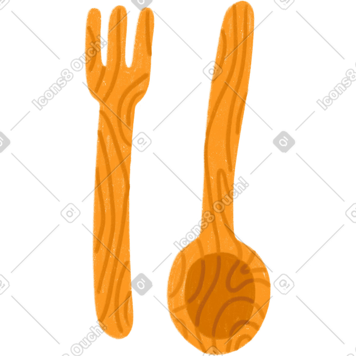Cooking spoon and fork illustration in Cozy style download in PNG, SVG