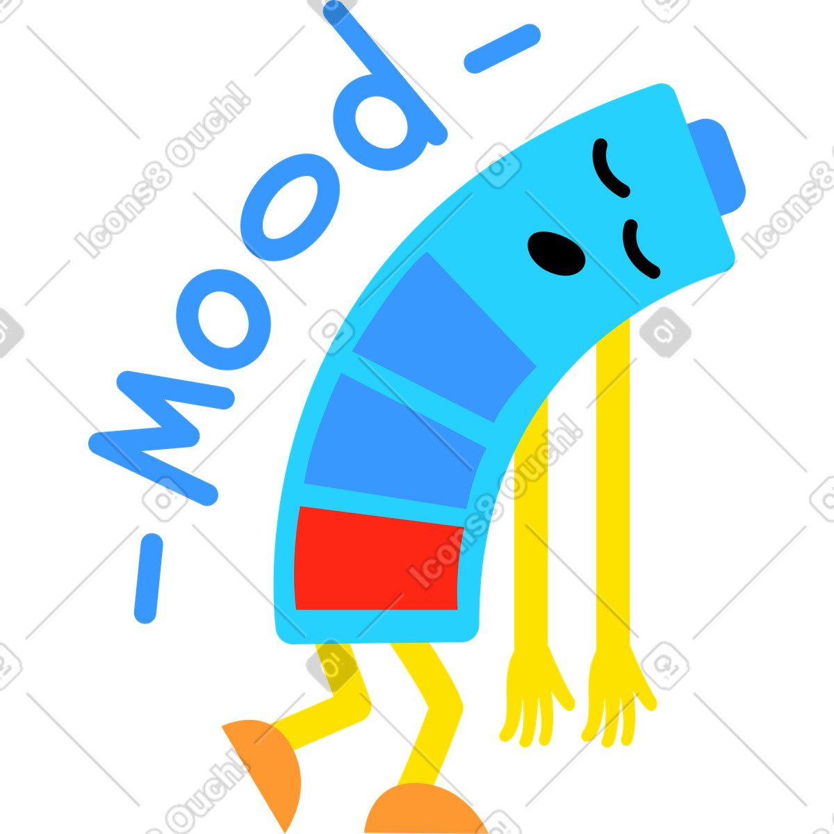 Illustration Lettrage autocollant humeur batterie texte dans le style Lettering à télécharger aux formats PNG, SVG