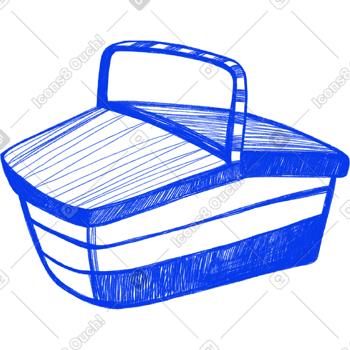 Biro 스타일의 Blue wicker picnic basket 일러스트레이션 PNG, SVG 다운로드