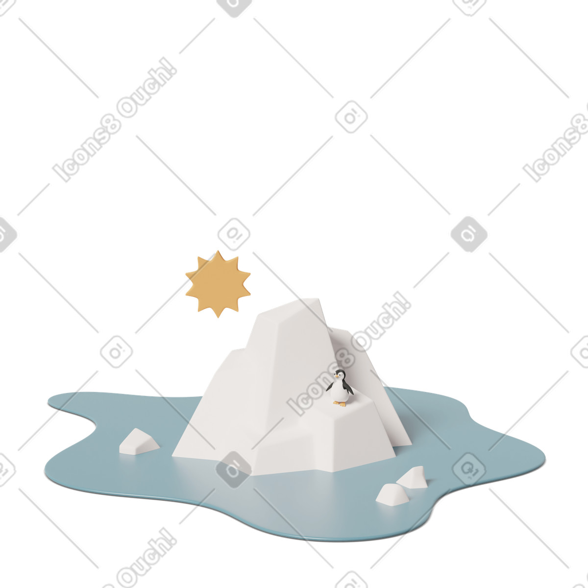 Melting glacier illustrazione in stile 3D Casual life scarica in PNG, SVG