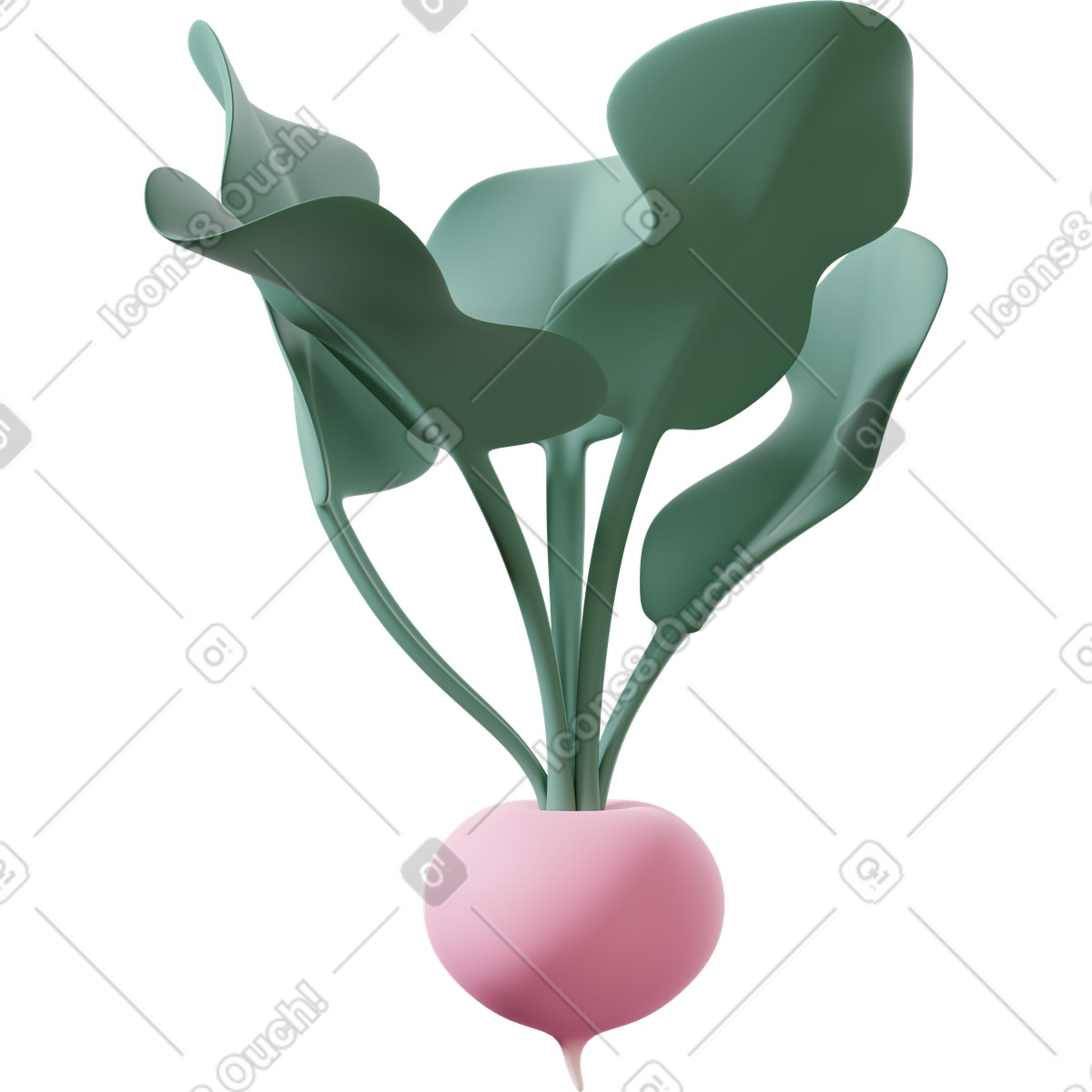 3D Casual life 스타일의 Pink radish 일러스트레이션 PNG, SVG 다운로드