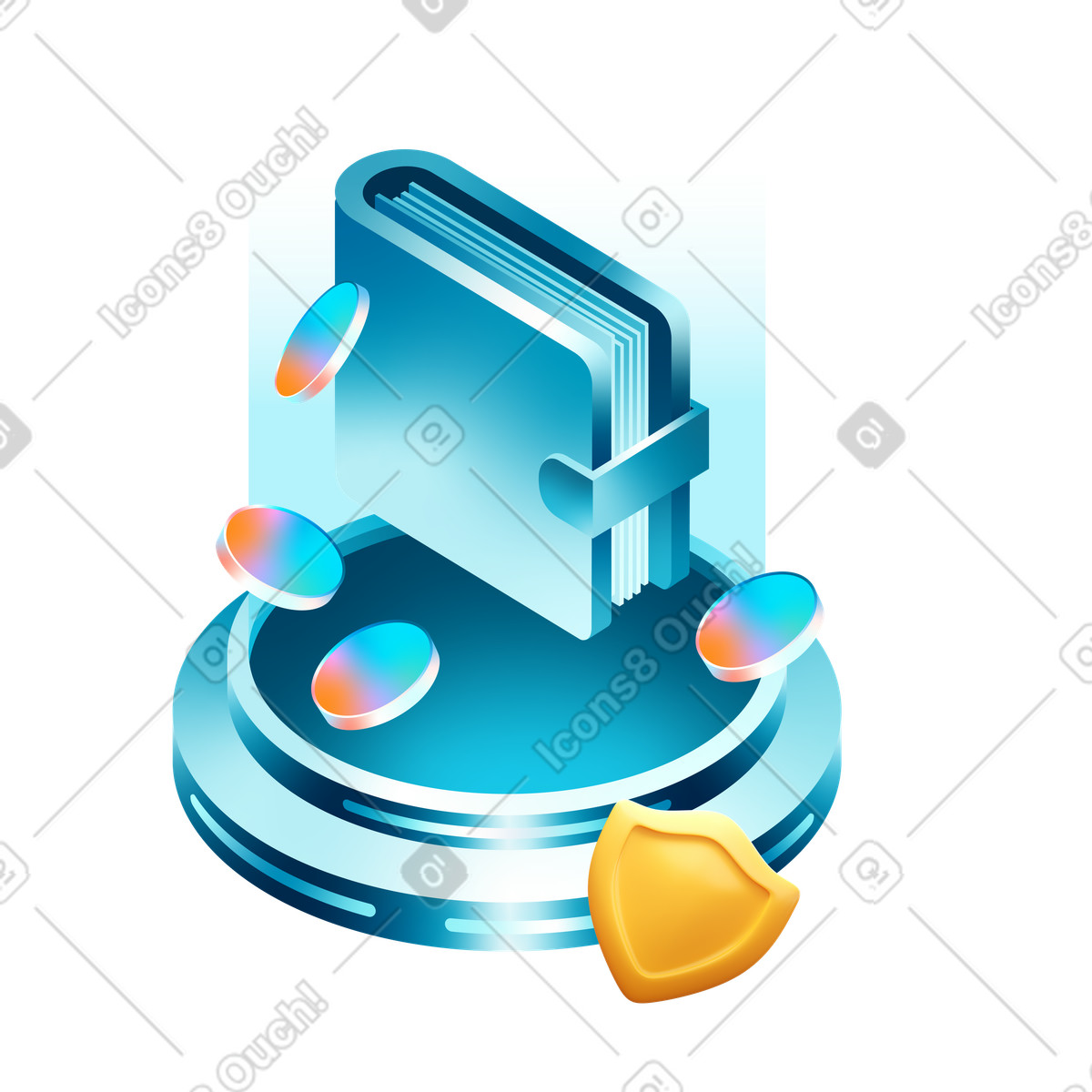 Digital wallets, digital financial accounts illustration in PNG, SVG