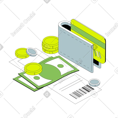 Money wallet with credit card and receipt PNG, SVG