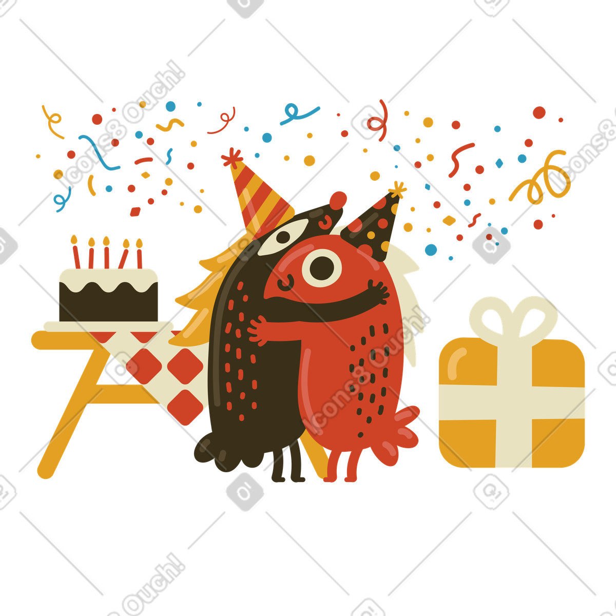 Festa di buon compleanno illustrazione in stile Arabica scarica in PNG, SVG