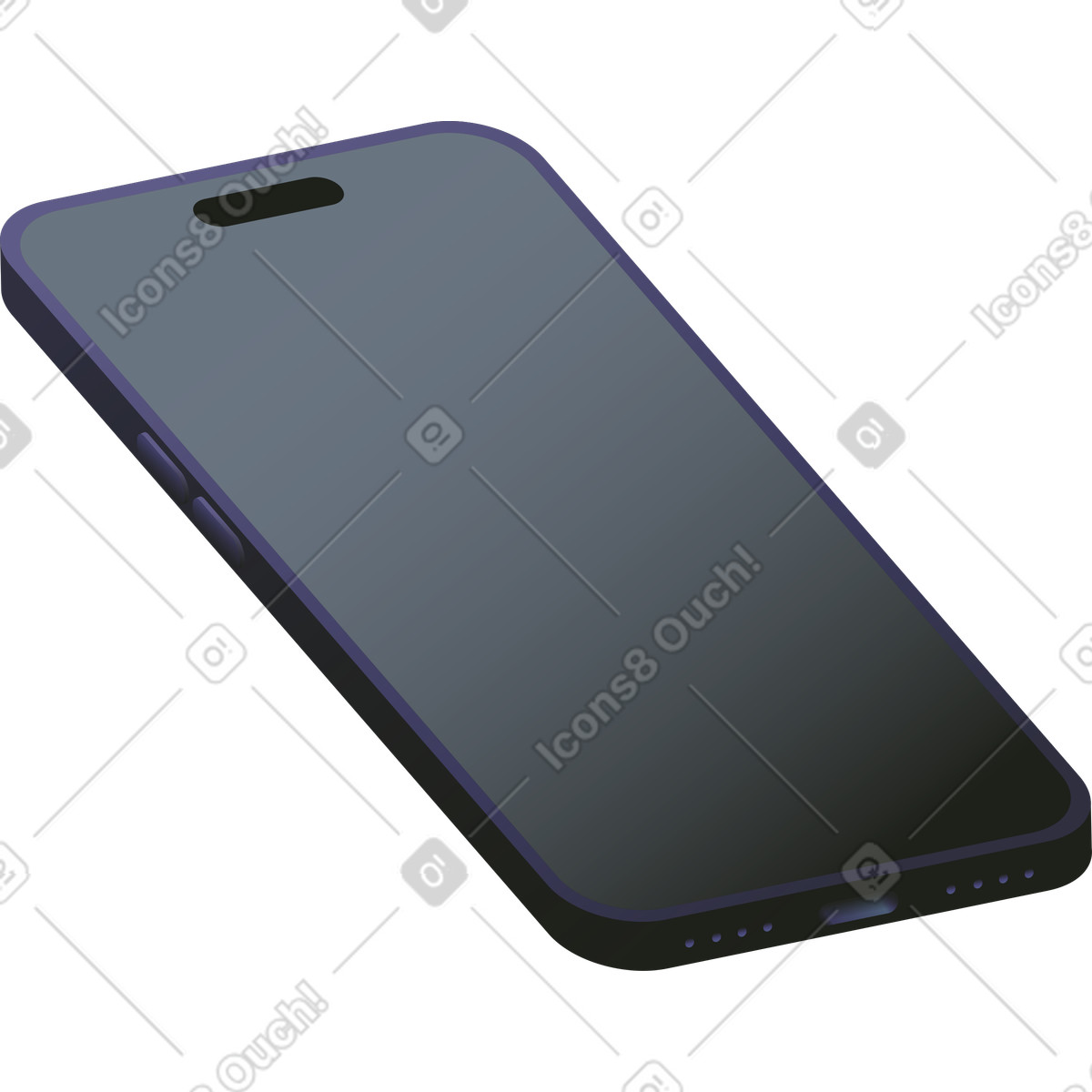 Colors スタイルの 画面をオフにして傾けたスマートフォン のイラストをPNG、SVG形式でダウンロード