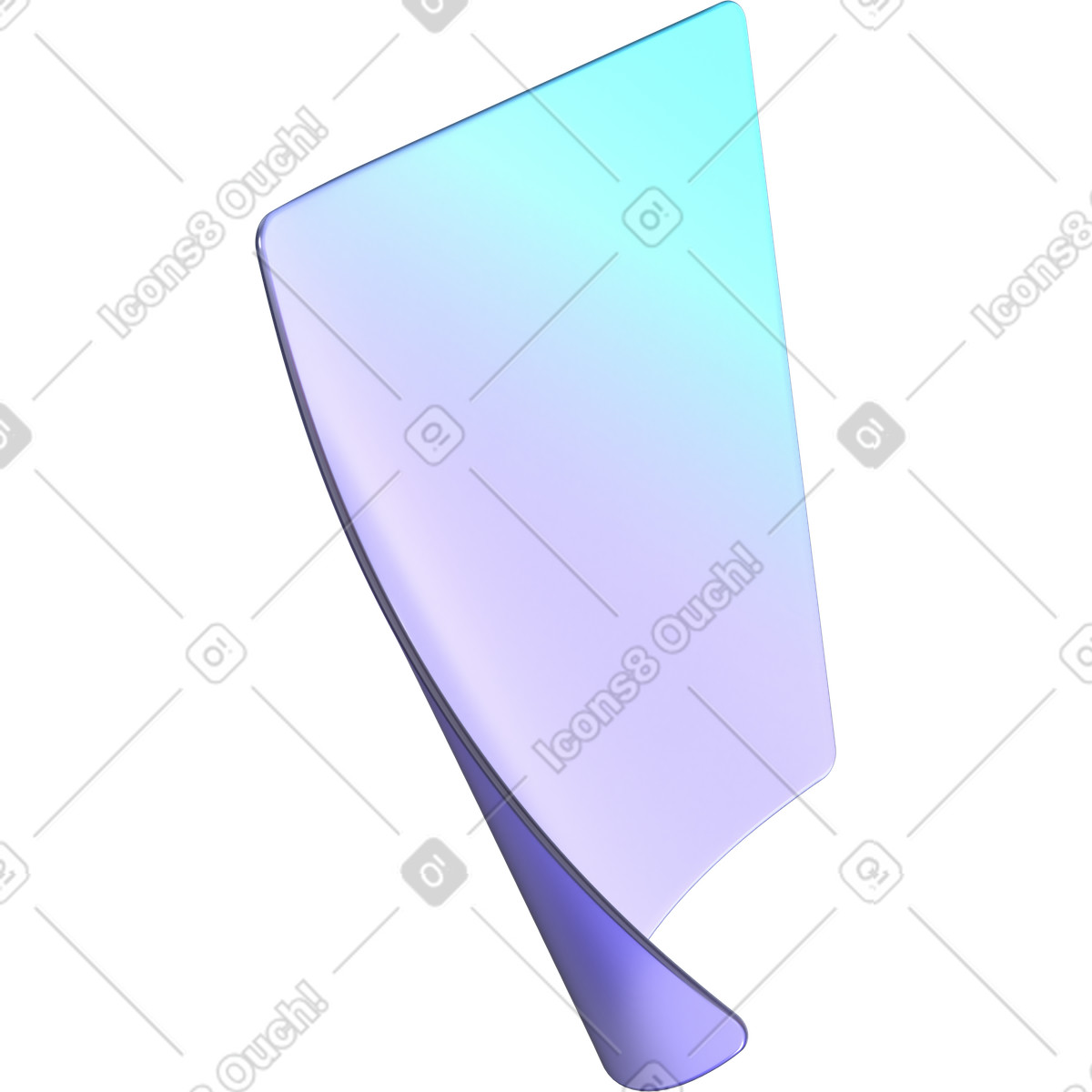 Illustration Rectangle en plastique courbé dans le style 3D Glassy à télécharger aux formats PNG, SVG