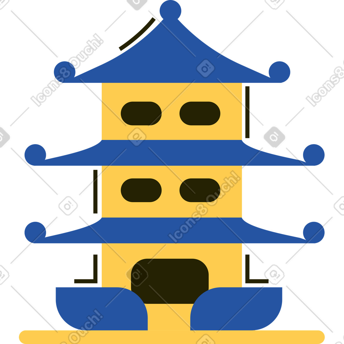 Pagoda illustrazione in stile Spot scarica in PNG, SVG