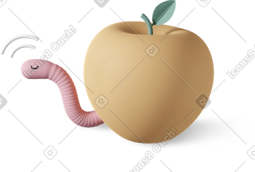 Apple with worm PNG, SVG
