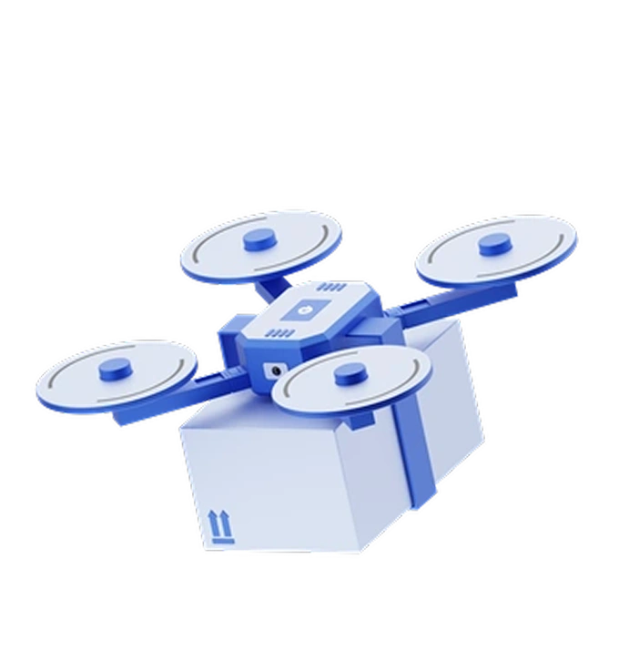 A drone delivering a package - Techny style illustration