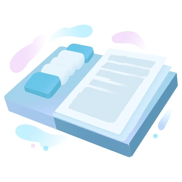 A rectangular recovery kit for post-vasectomy care is displayed on a clean surface. The kit is neatly organized, showcasing several small ice packs, which are blue and white, positioned at one side. Next to the ice packs, there is a folded instruction booklet with clear, easy-to-read guidelines printed on the front. The background features soft, gradient pastel colors that create a calming atmosphere, enhancing the focus on the items within the kit.