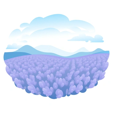 A fragrant lavender field with rows of purple blooms stretching into the distance