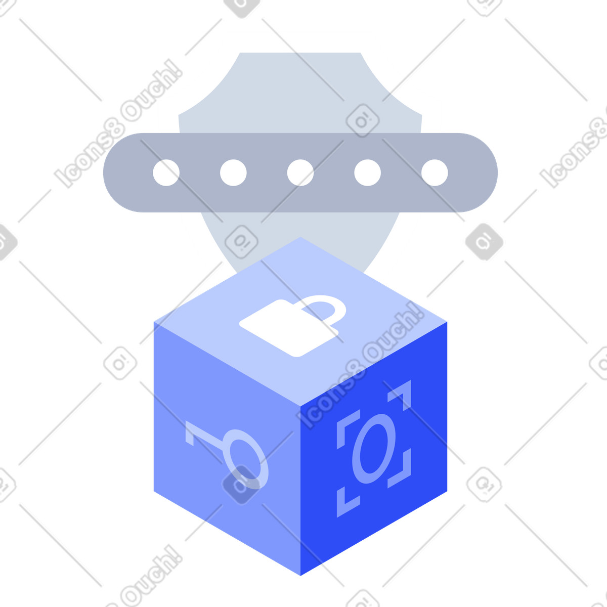 Lock and key icons with shield, Data security access protection illustration in System style download in PNG, SVG