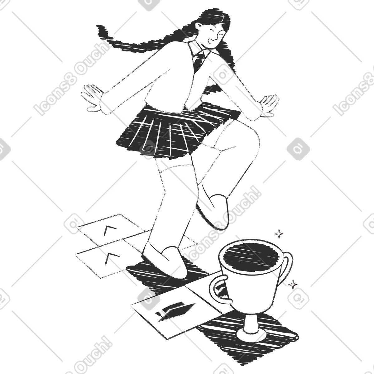 Gamification in education, Engagement through educational games illustration in Graphite style download in PNG, SVG