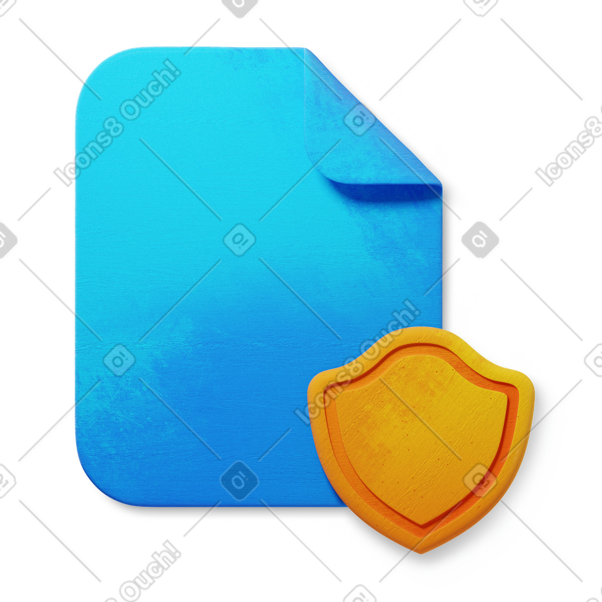 Ilustração de Document security shield protecting confidential file data and information em no estilo 3D Microsoft Fluent illustration para baixar em PNG, SVG