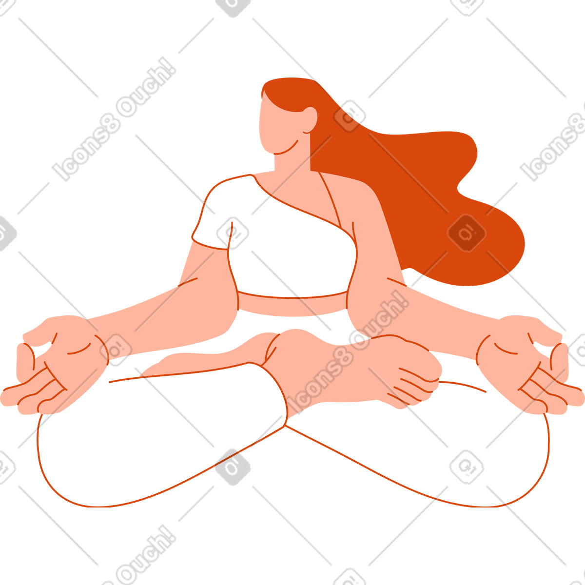 Ilustración Mujer meditando en estilo Orange a descargar en PNG y SVG