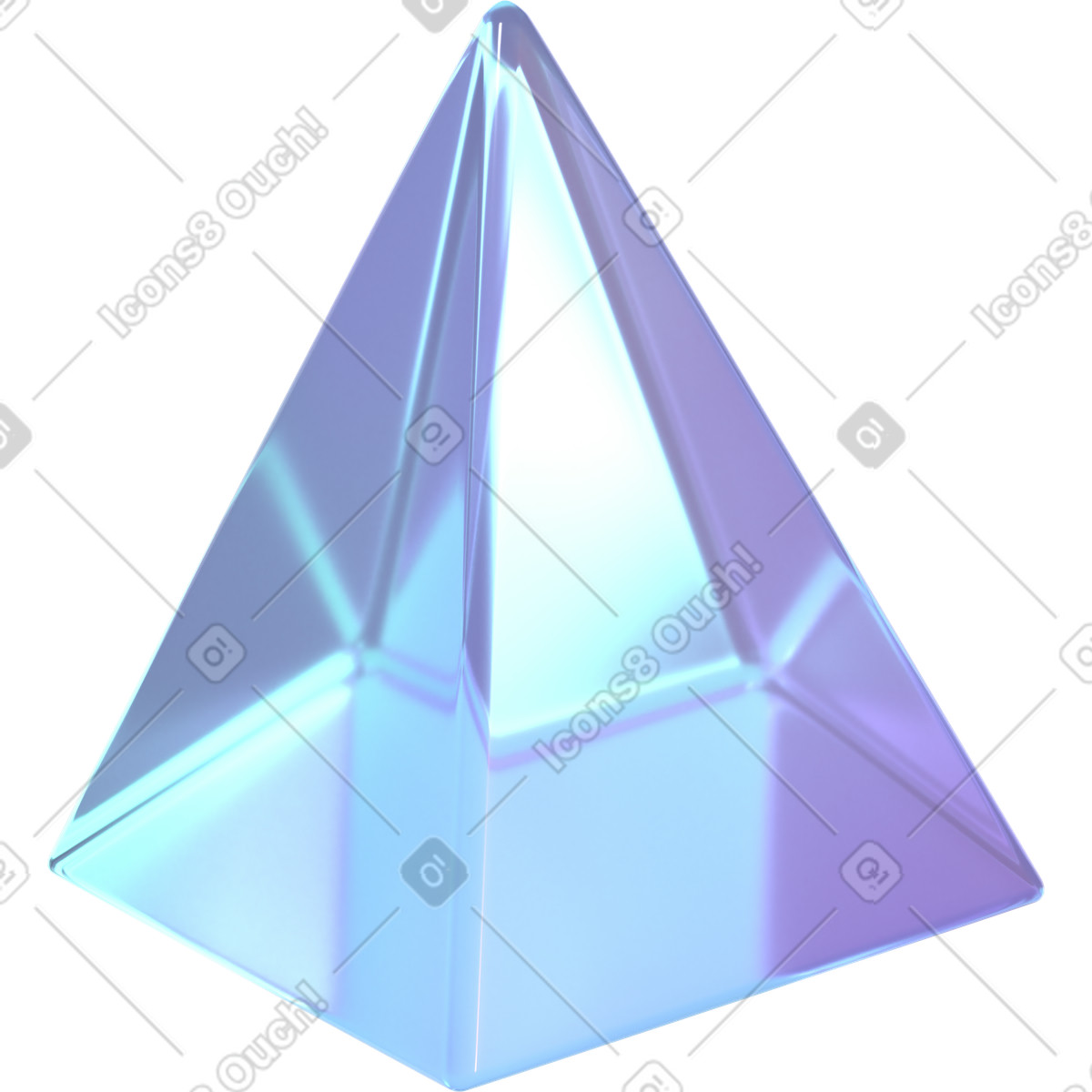下载 3D Glassy 风格的 抽象金字塔 插画，支持 PNG、SVG 格式