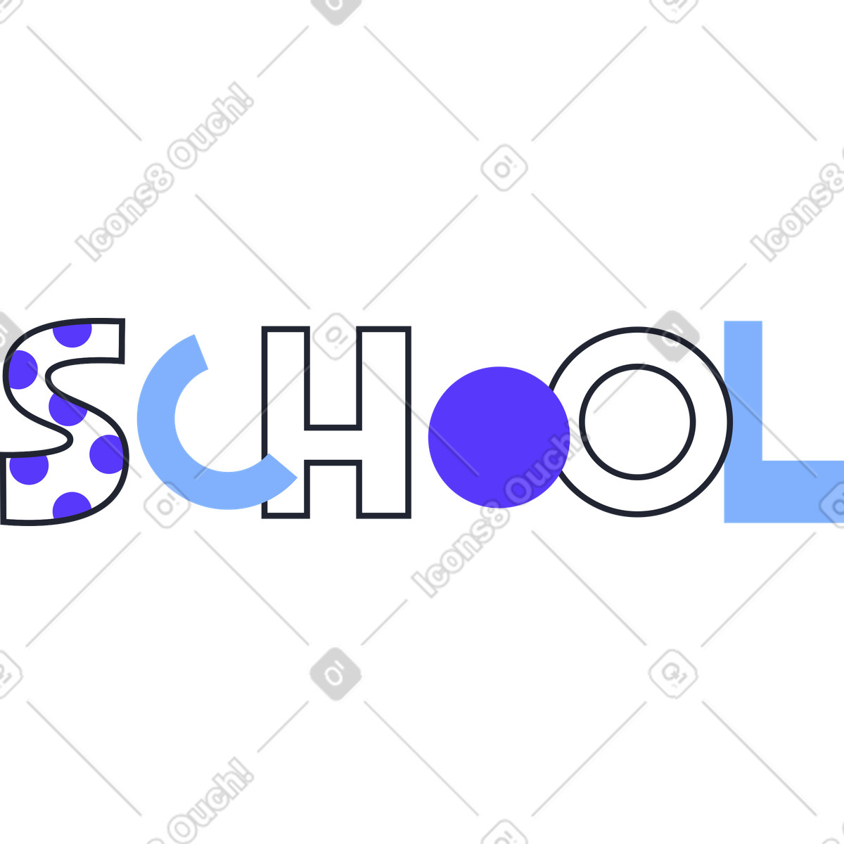 Lettering multicolored school illustration in Pablita style download in PNG, SVG