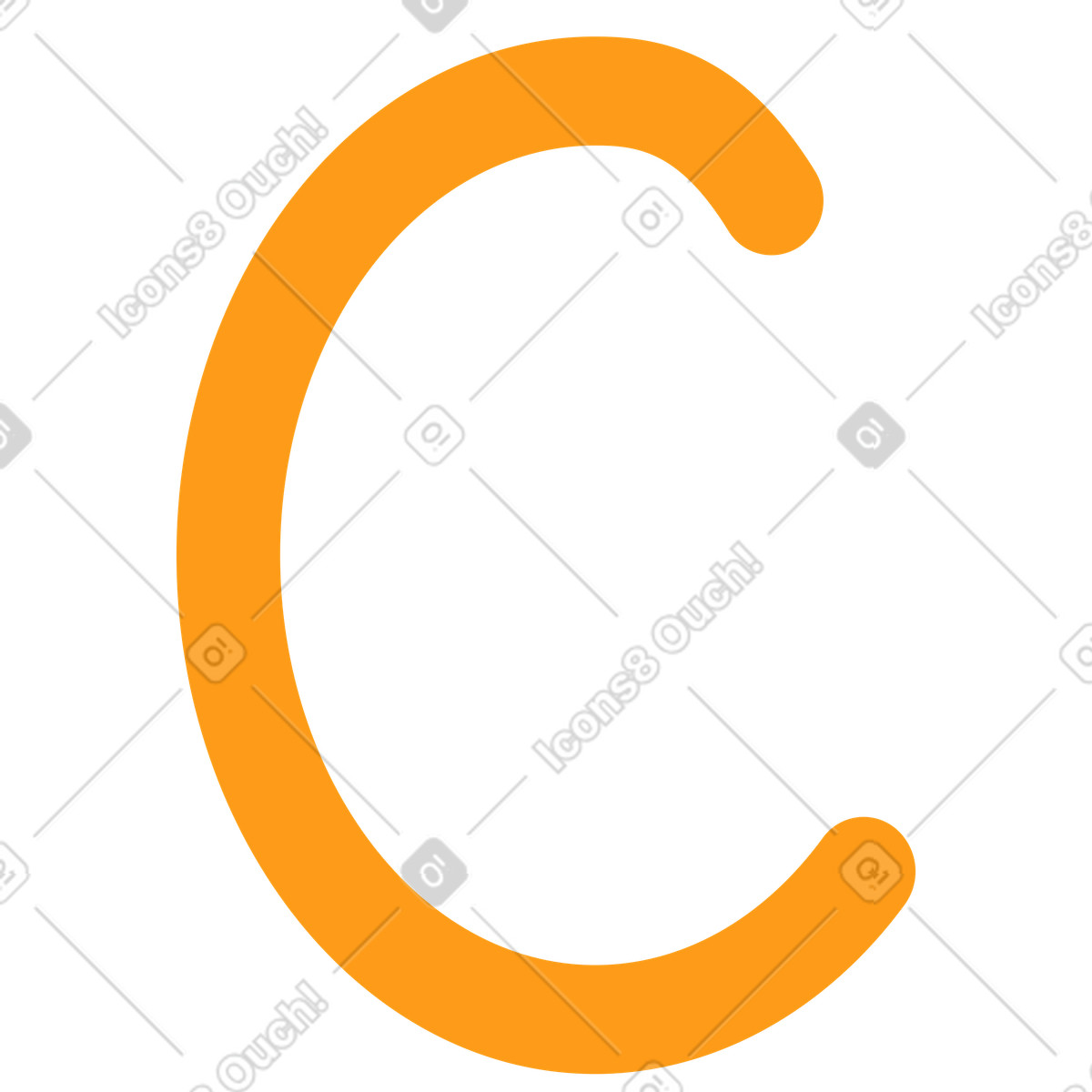 Ilustração de C amarelo em no estilo Kingdom para baixar em PNG, SVG