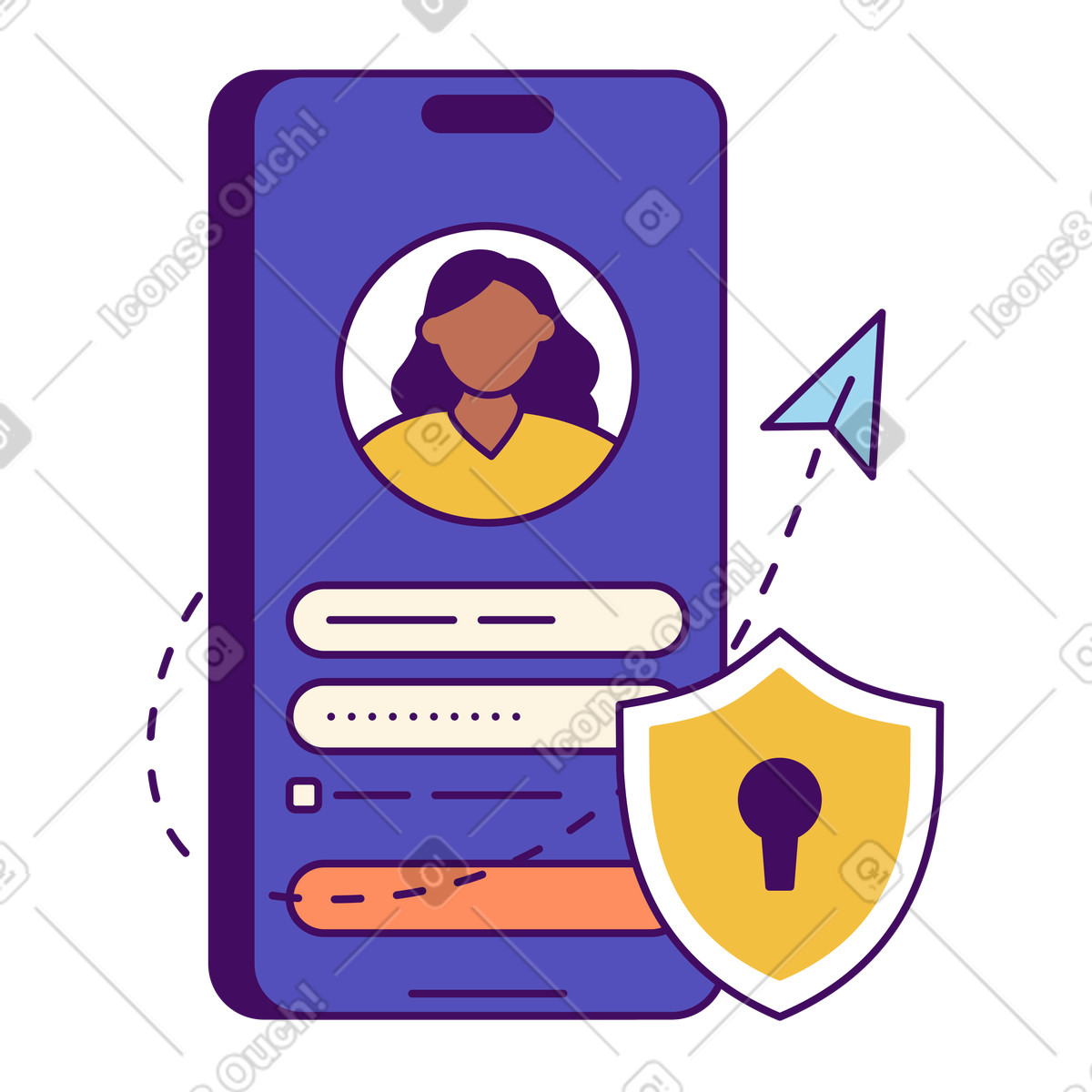 Mobile anmeldung per telefongerät-Illustration im Simplistic-Stil als Download in PNG, SVG
