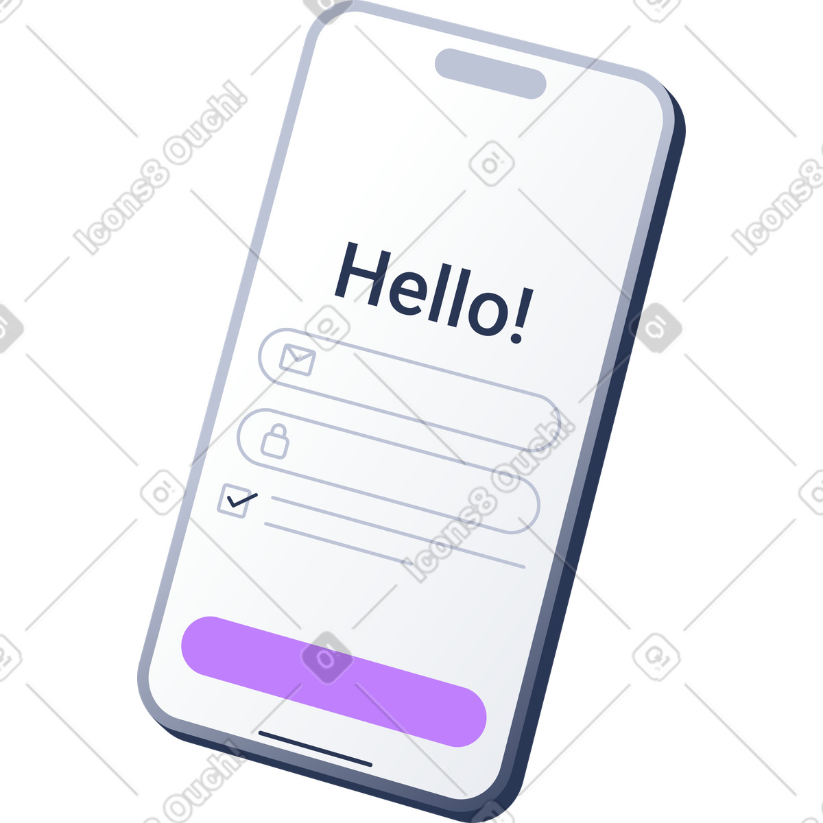 Illustration Écran de connexion du téléphone dans le style Lucent à télécharger aux formats PNG, SVG