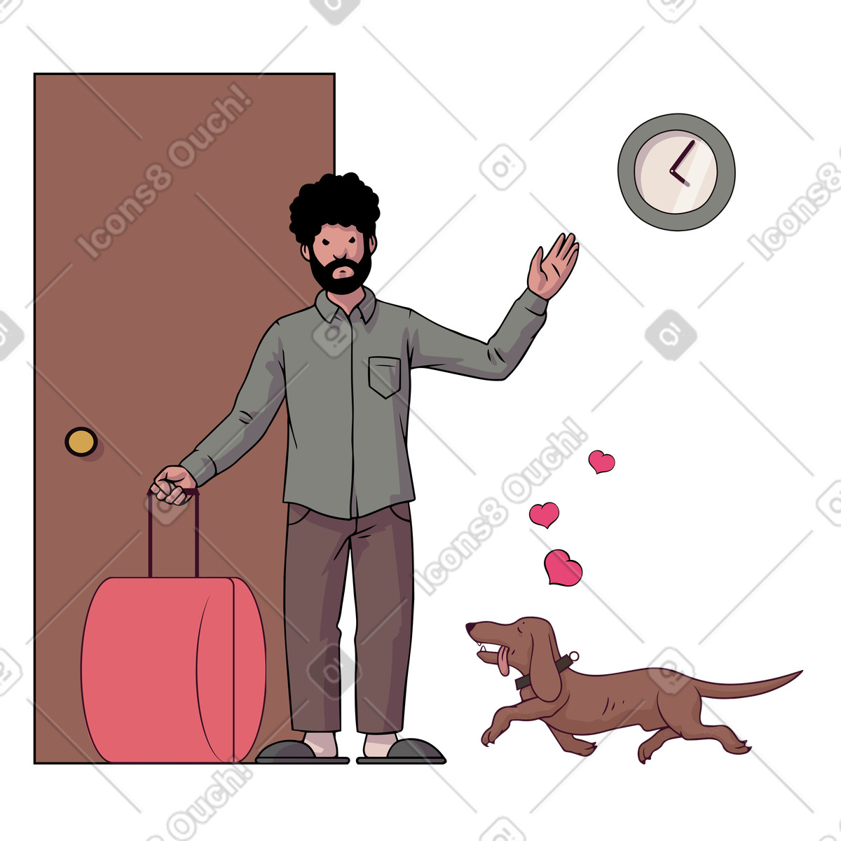 Ilustración El tan esperado encuentro entre perro y hombre en estilo Eastwood a descargar en PNG SVG