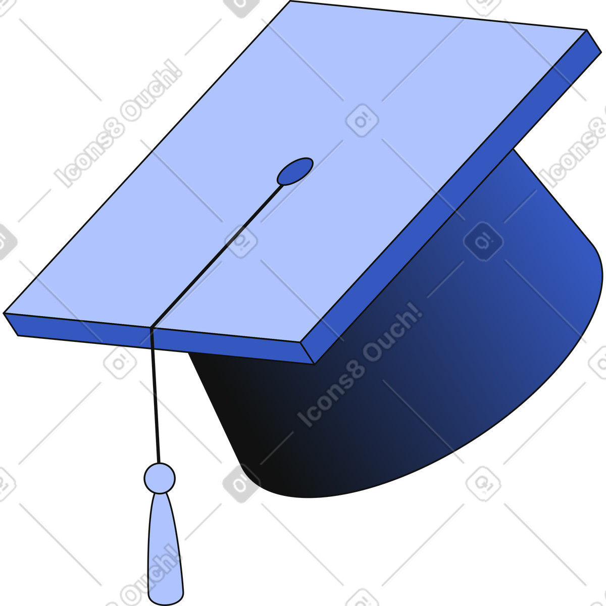 Graduation cap illustration in Techny style download in PNG, SVG