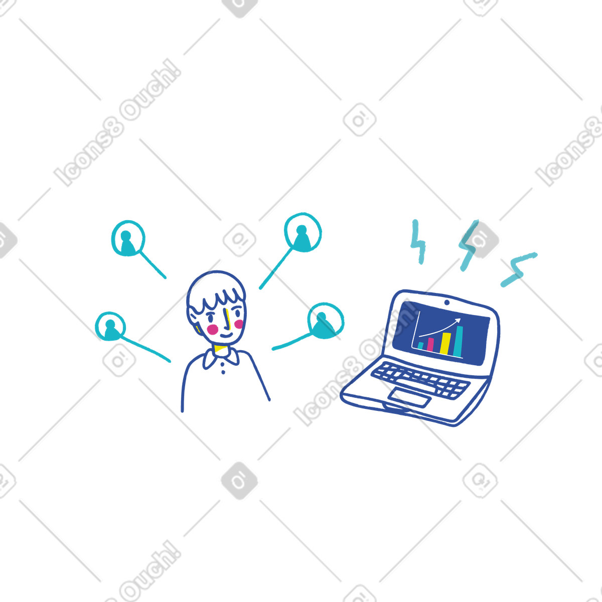 Remote-meeting-Illustration im Lime-Stil als Download in PNG, SVG