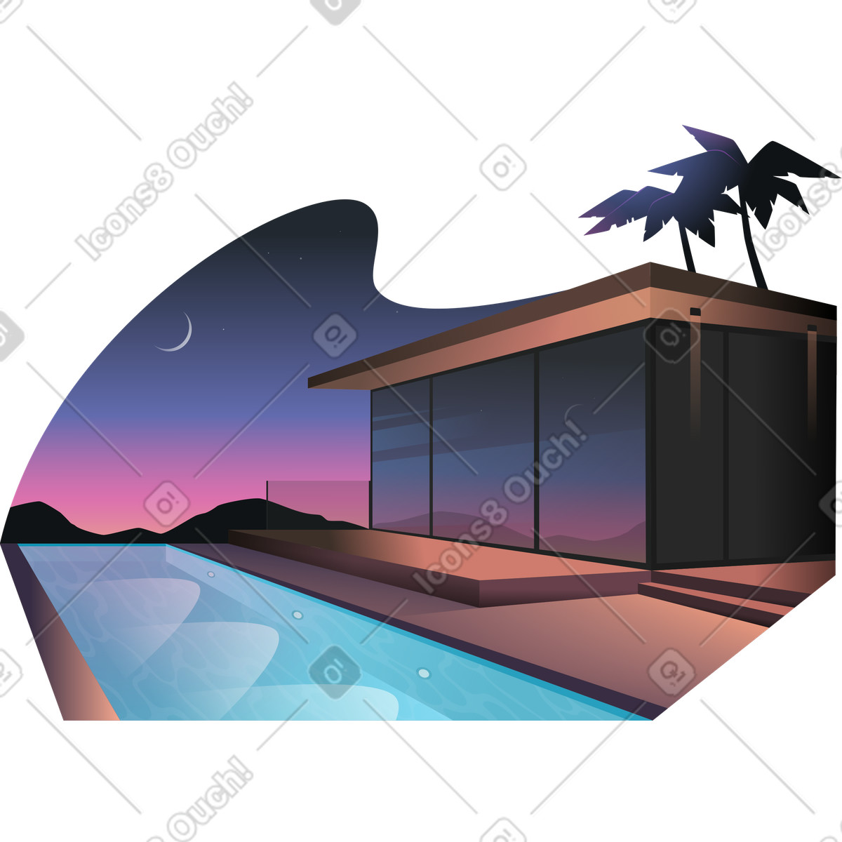 Sfondo del tramonto illustrazione in stile Vivid scarica in PNG, SVG