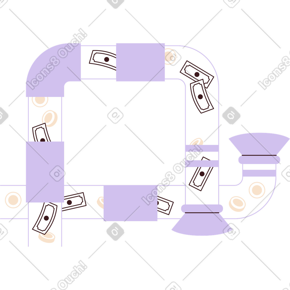 Folks スタイルの お金とコインの入ったチューブ のイラストをPNG、SVG形式でダウンロード