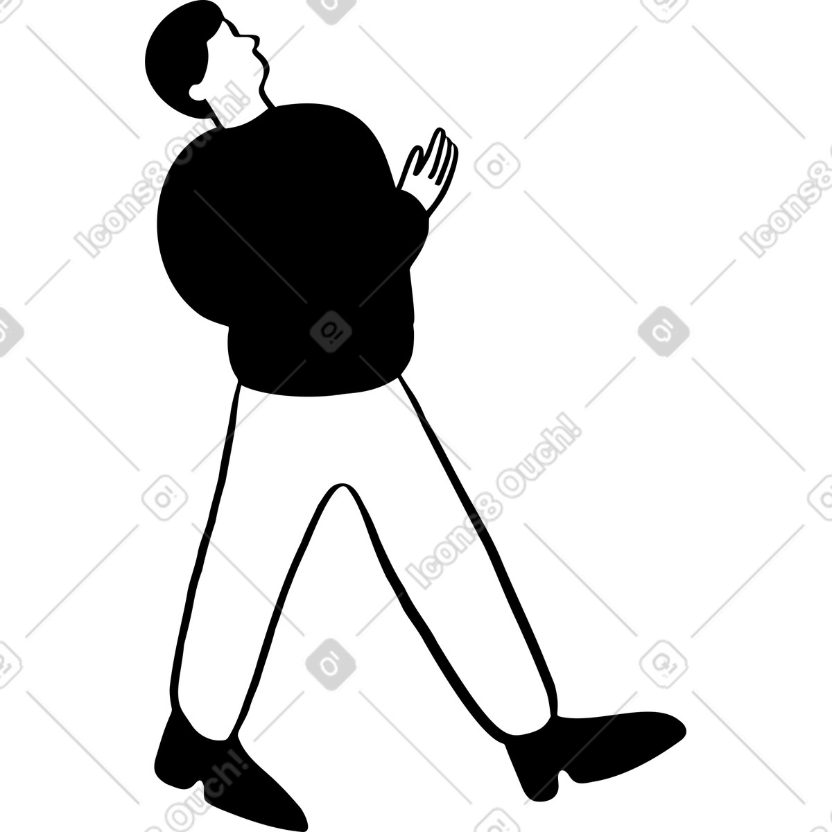 Man walking and looking up illustration in Journal style download in PNG, SVG
