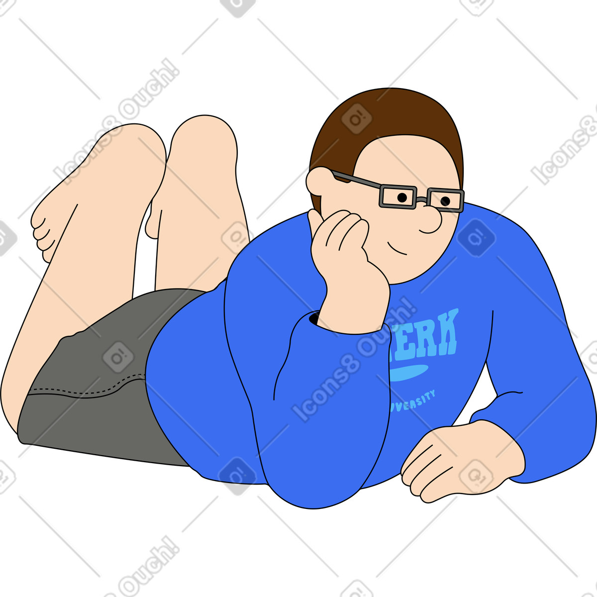 Illustration Jeune homme allongé dans le style Kindy à télécharger aux formats PNG, SVG