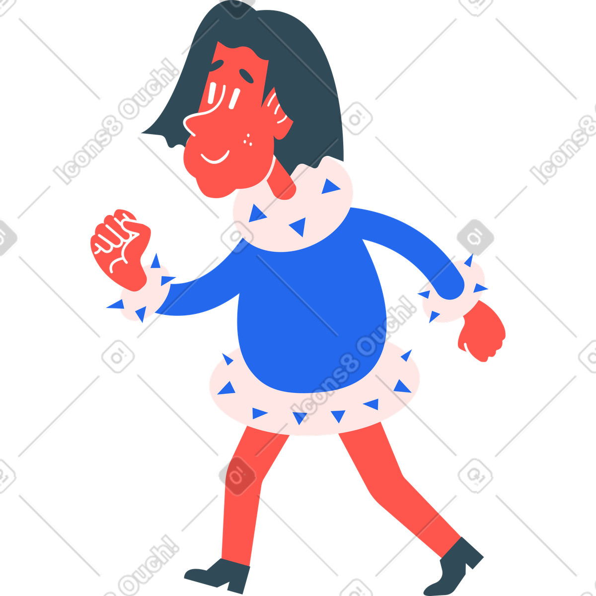 Girl walking illustration in Kingdom style download in PNG, SVG