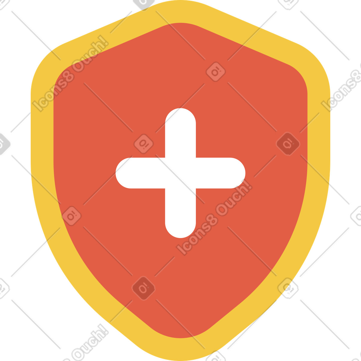 Shield with cross illustration in Flat style download in PNG, SVG
