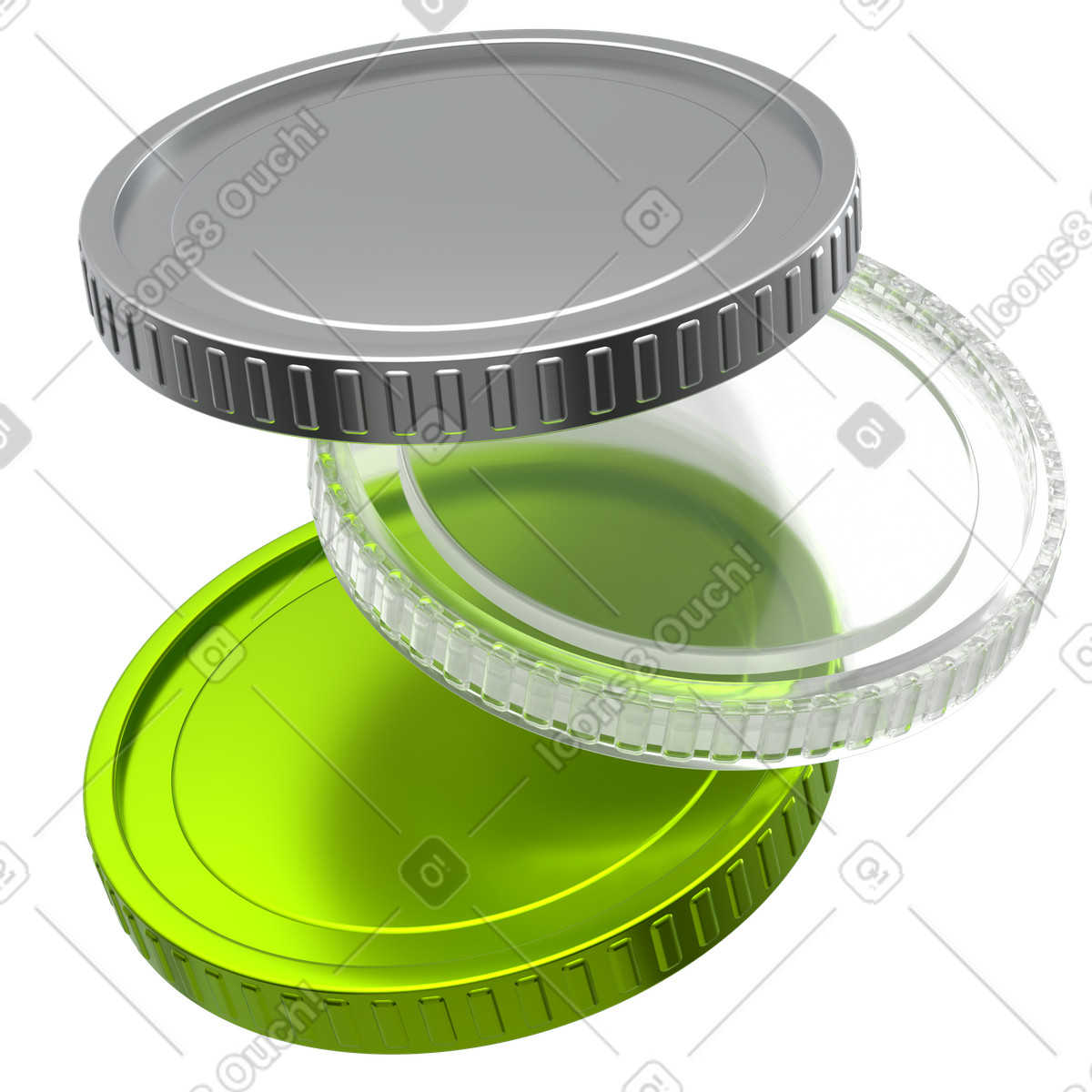 Illustration Coin stack exchange, money swap concept, financial transfer symbol dans le style 3D Enterprise à télécharger aux formats PNG, SVG