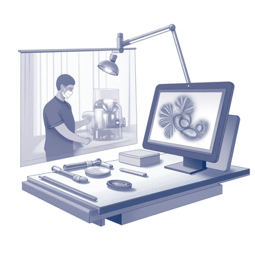 A medical monitor positioned at eye level displays real-time images from an endoscopy procedure. The screen showcases intricate details of the internal anatomy, with clearly defined textures and surfaces visible. The monitor is surrounded by various medical instruments and equipment, organized neatly on a nearby tray. A soft glow from overhead lights highlights the monitor, emphasizing the clarity of the images. The setting includes sterile drapes and a medical professional in scrubs, focused on the screen while preparing for the next step in the procedure.