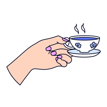 A right hand gently sipping tea from a delicate porcelain cup.