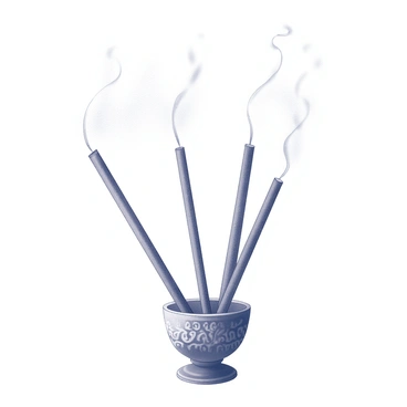 Incense sticks burning with peaceful clouds of aromatic smoke