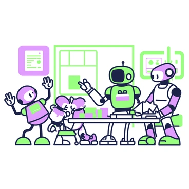 Robots attending school, engaging in activities with childlike enthusiasm