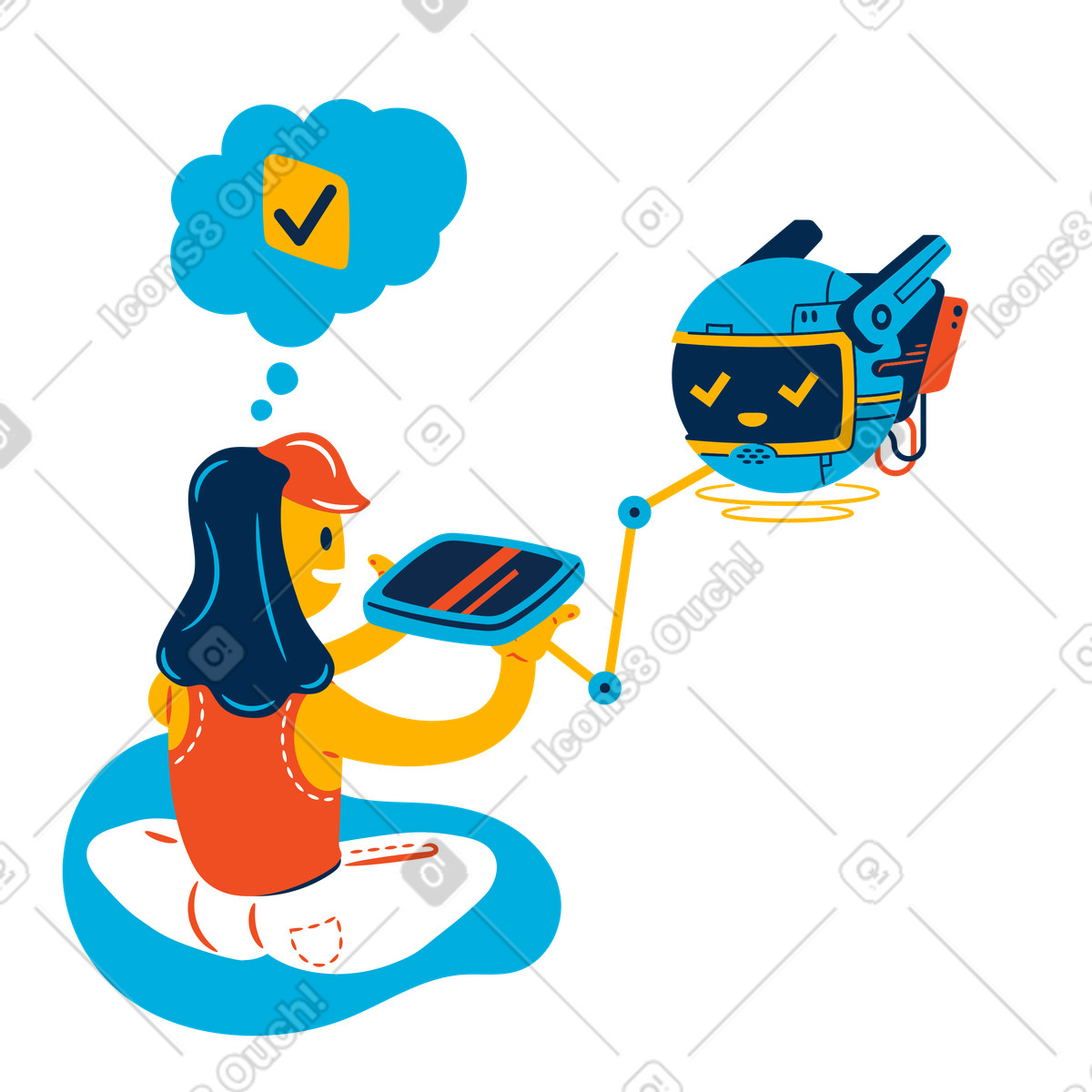 Programming robot interface illustration in PNG, SVG