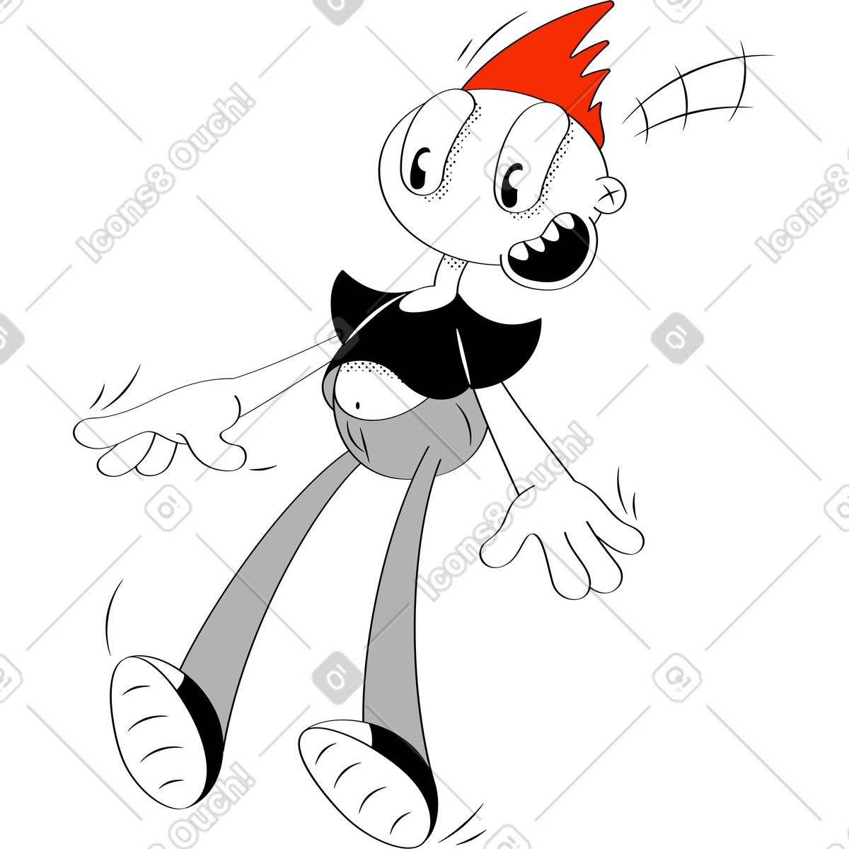 Ragazzo cade illustrazione in stile Looney scarica in PNG, SVG