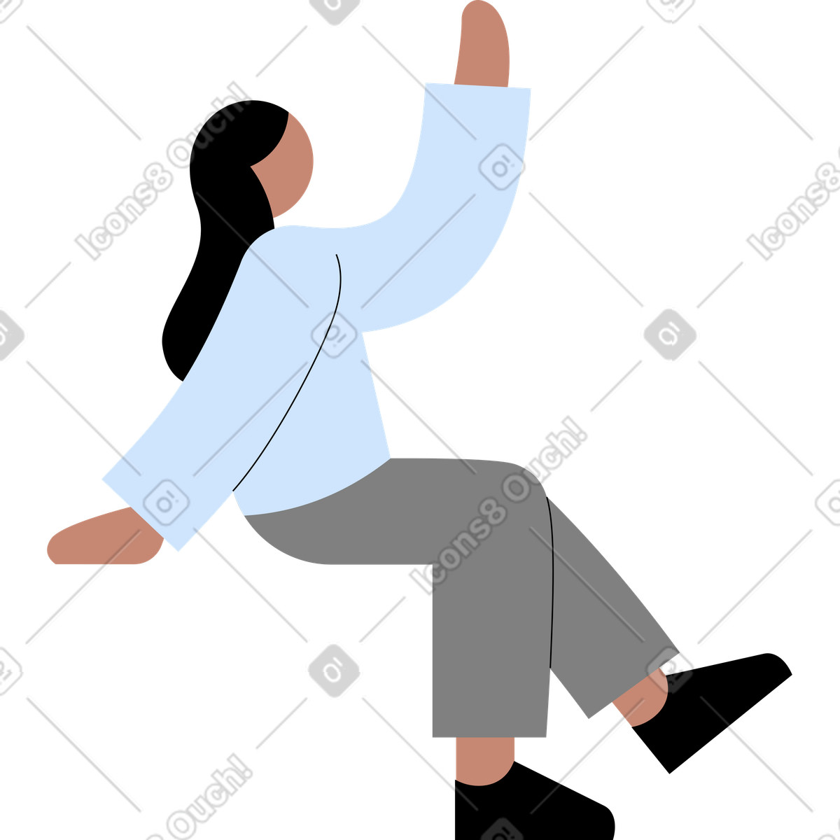 Giovane donna seduta illustrazione in stile Tiny scarica in PNG, SVG