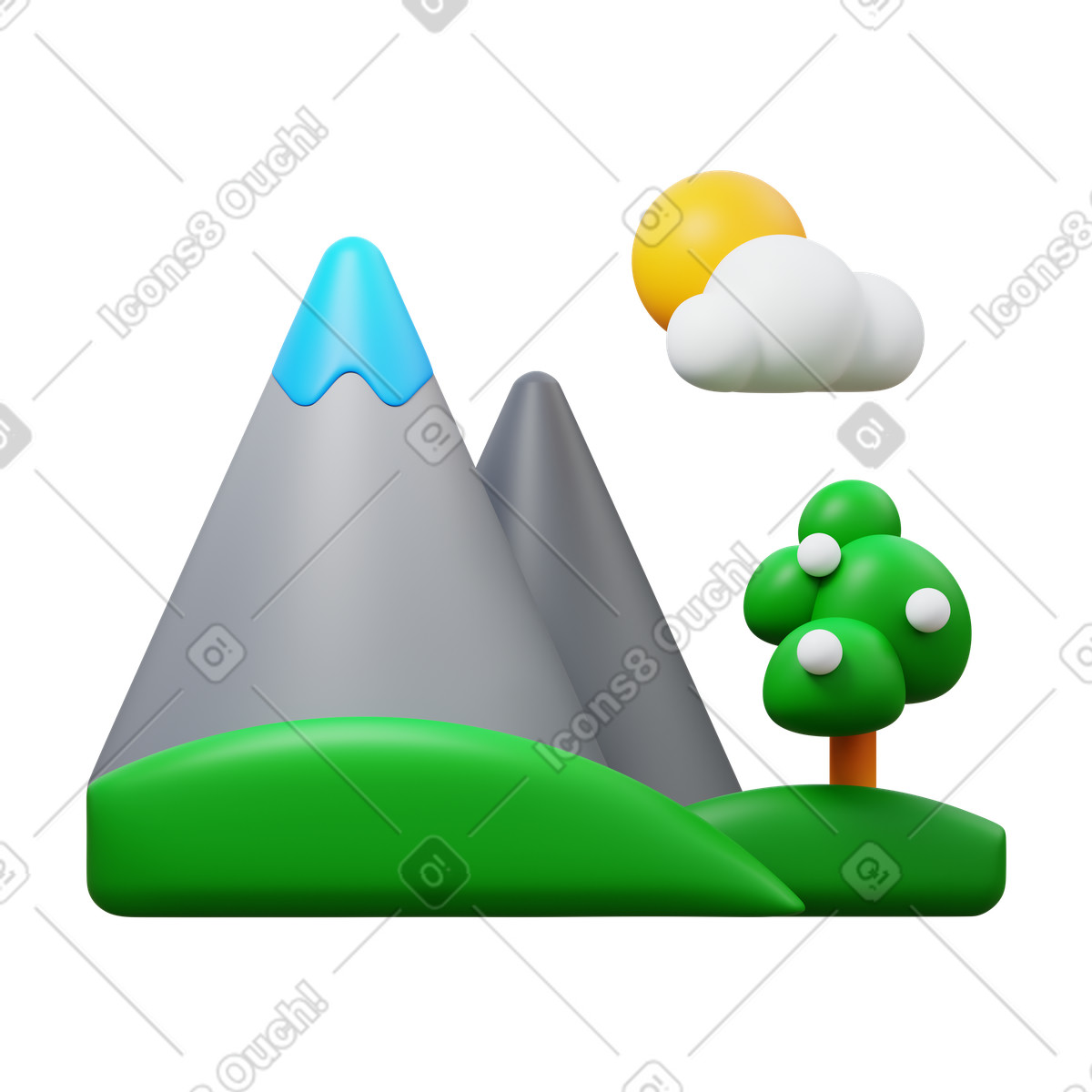 Ilustração de Paisagem primavera em no estilo 3D Fluency para baixar em PNG, SVG