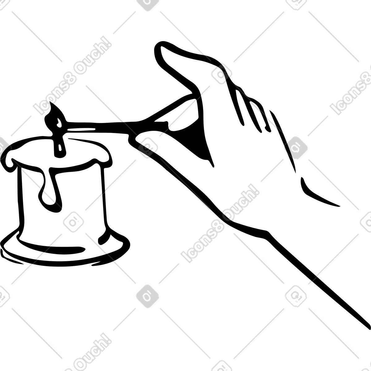 Hand lighting a candle illustration in Line style download in PNG, SVG