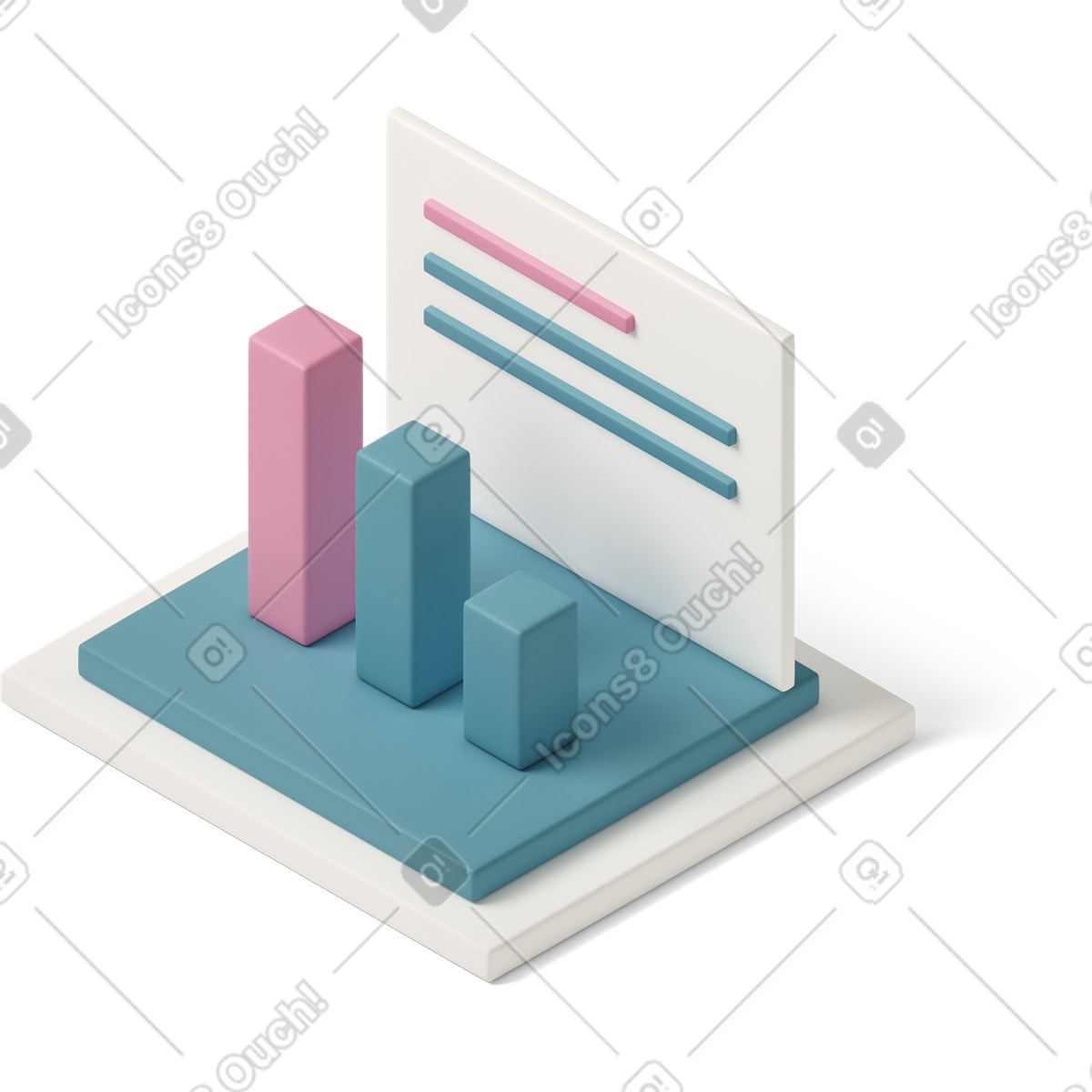 Statistics columns and message animated illustration in GIF, Lottie (JSON), AE