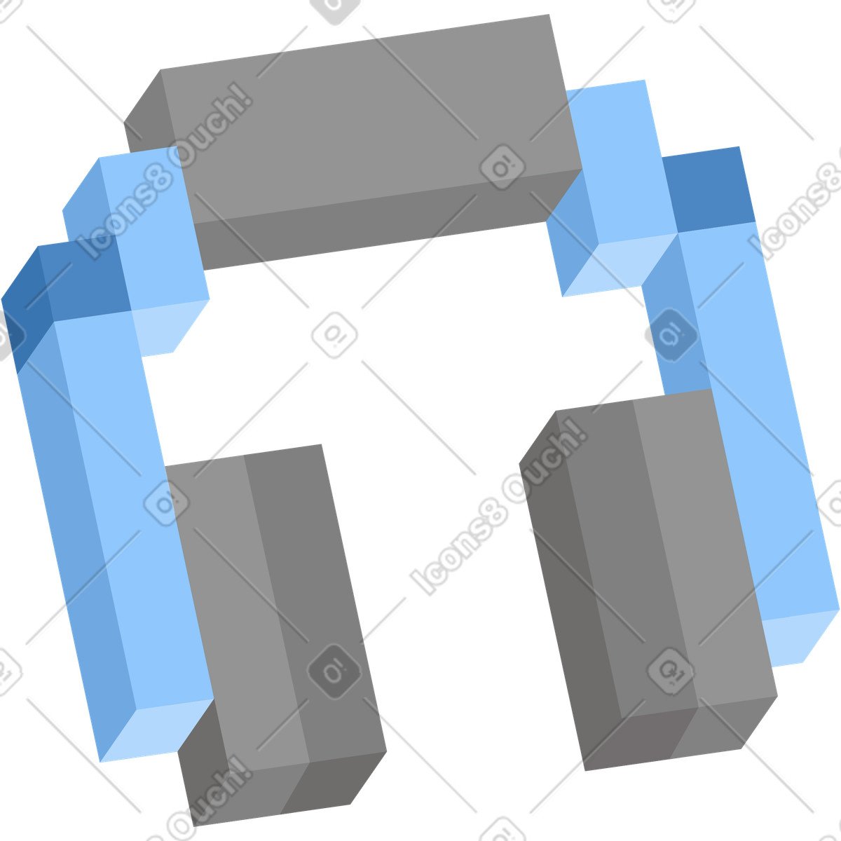 下载 8bit 风格的 头戴式耳机 插画，支持 PNG、SVG 格式
