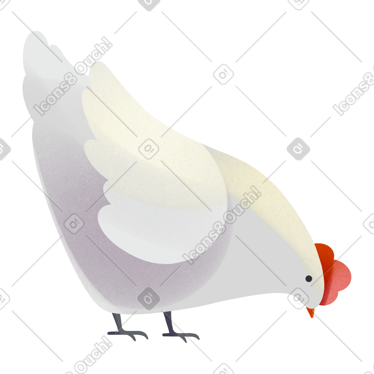 White chicken illustrazione in stile Shine scarica in PNG, SVG