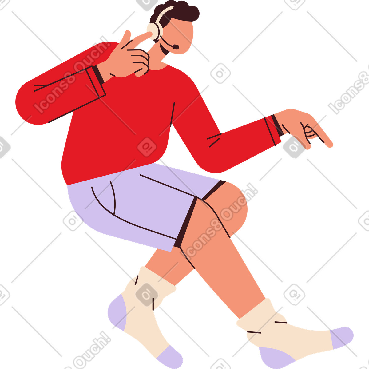 Illustration Homme avec un casque assis dans le style Folks à télécharger aux formats PNG, SVG