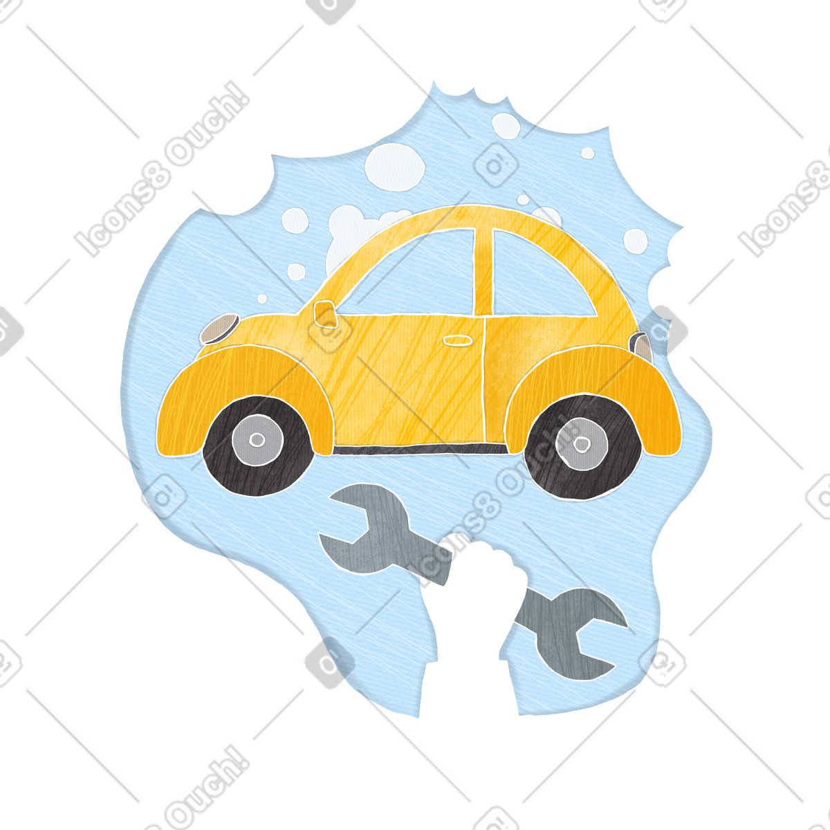 All types of car maintenance illustration in Crafty style download in PNG, SVG